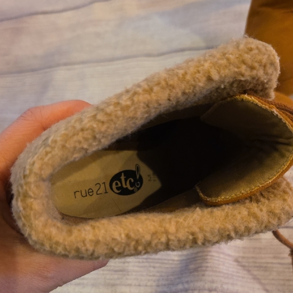 Rue21 Tan Heeled Boots with Lace-Up Design - Picture 2 of 5